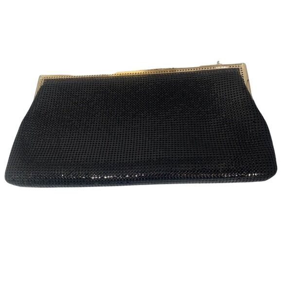 Vintage Fay Swafford Black Mesh Purse Gold Tone Formal Evening Party Handbag - Picture 7 of 14